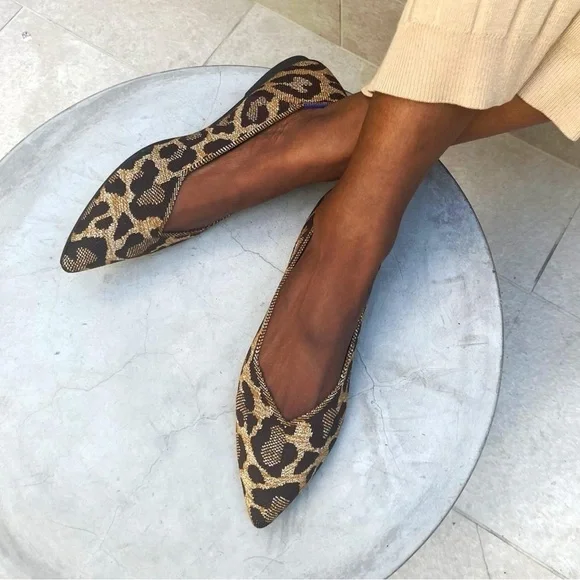 New in Box Rothy’s the Point Ballet Flat Slip On Shoe in Mocha Spot Animal 10.5 - Picture 1 of 11